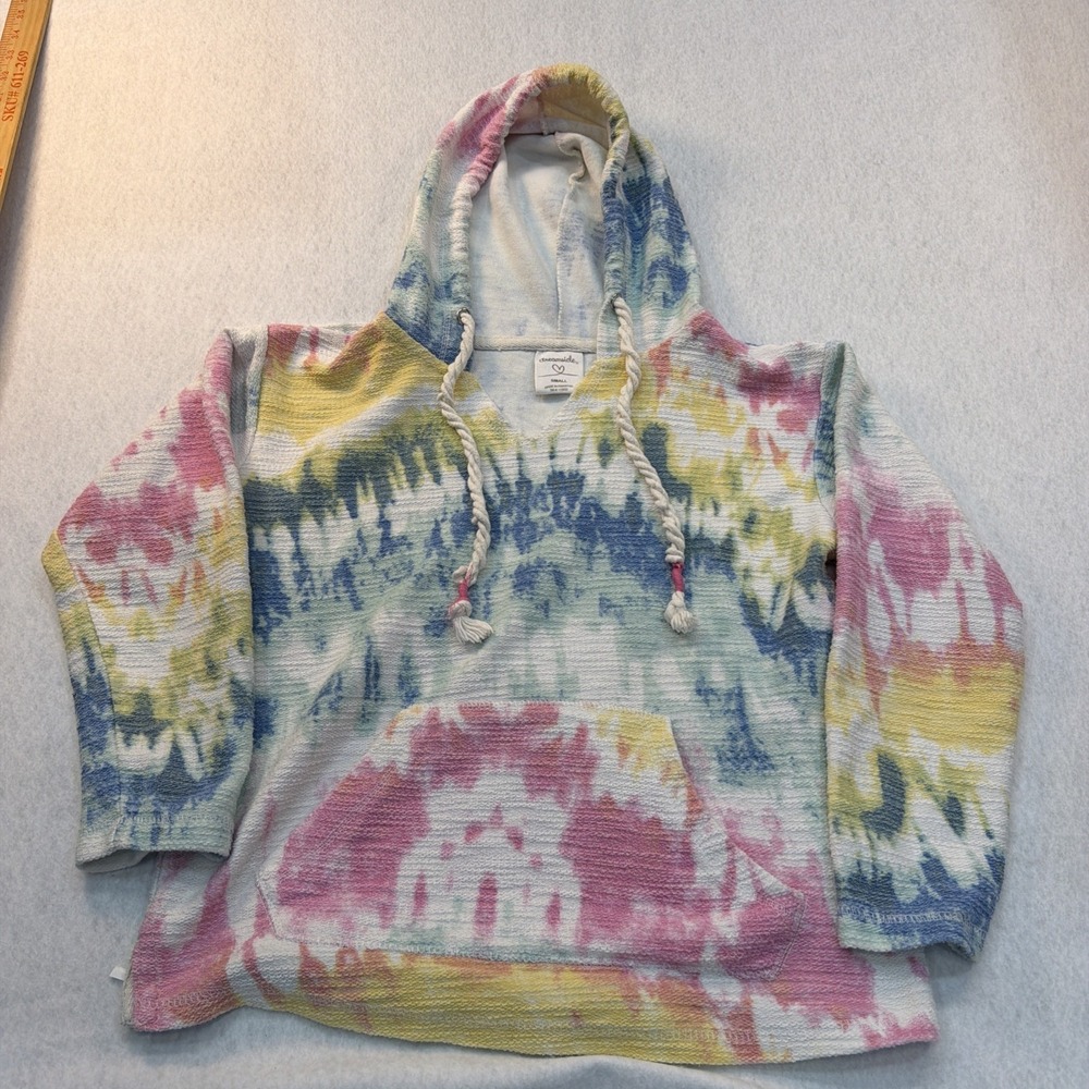 Dreamsicle Womens Hoodie Pastel Tie Dye Size Small Pullover Large Pocket Beach